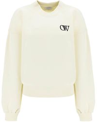 Off-White c/o Virgil Abloh - Crew-neck Sweatshirt With Flocked Logo - Lyst