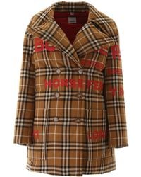 Burberry Tartan Puffer Jacket With Print - Brown