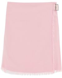 Burberry - Textured Wool Mini Kilt Skirt - Lyst