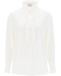 Alexander McQueen - Silk Satin Shirt With Ruffles - Lyst