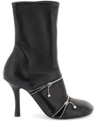 Burberry - Leather Peep Ankle Boots - Lyst