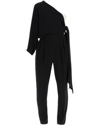 Max Mara Studio Recente One-shoulder Jumpsuit 40 Black,white