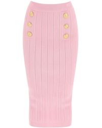 Balmain - "Knitted Midi Skirt With Embossed - Lyst
