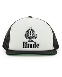 Mens Hats Rhude Hats for Men White Rhude Spade Trucker Hat in Black & White 