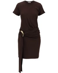 Ferragamo - Short Dress With Sash And Metal Ring Accent - Lyst