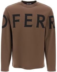 Ferragamo - Long Sleeve T-shirt With Oversized Logo - Lyst