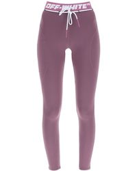 Donna Abbigliamento da Pantaloni casual Leggings In Lycra Lucida Con LogoVersace Jeans Couture in Materiale sintetico di colore Viola eleganti e chino 