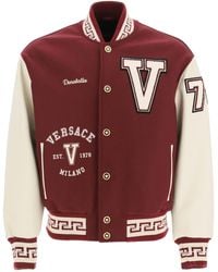 Versace Wool Varsity Bomber Jacket in Red for Men | Lyst Canada