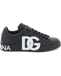 Dolce & Gabbana - Leather Portofino Sneakers With Dg Logo - Lyst