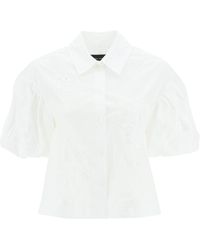 Simone Rocha - Cropped Shirt With Embrodered Trim - Lyst