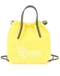 Marni Leather And Econyl Small Backpack - Yellow