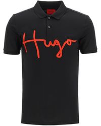 HUGO Polo Shirt With Embroidered Logo - Black