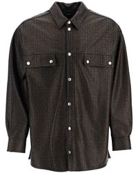 Balmain - Monogram Leather Overshirt - Lyst