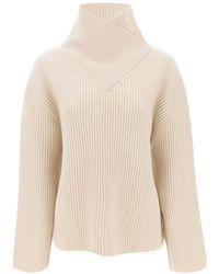 Totême - Sweater With Wrapped Funnel Neck - Lyst