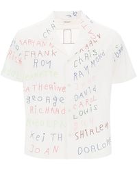 Bode - Familial Bowling Shirt With Lettering Embroideries - Lyst