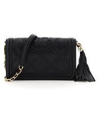 Tory Burch Leather Fleming Soft Wallet Cross Body Bag in Black 