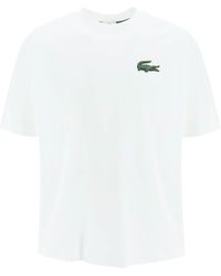 Lacoste - T Shirt In Cotone Biologico Con Macro Logo - Lyst