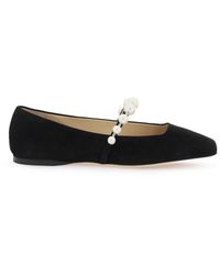 Jimmy Choo - Suede Leather Ballerina Flats With Pearl - Lyst