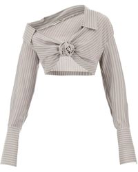 Fendi Cropped Silk Shirt - Grey