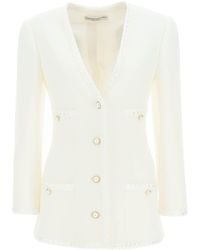 Alessandra Rich Boucle Tweed Jacket - White