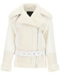 Mr & Mrs Italy Cotton Jacket With Nappa And Shearling Inserts - White