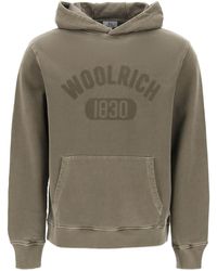Woolrich - Hooded Sweatshirt With Faded Logo - Lyst
