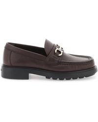Ferragamo - Embossed Leather Loafers With G - Lyst
