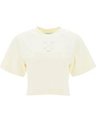 Off-White c/o Virgil Abloh - Off- T-Shirt Cropped Con Motivo Arrow - Lyst
