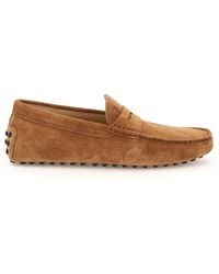 Tod's Suede Leather Gommino Driver Loafers - Brown