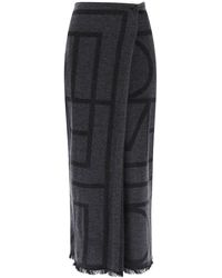 Totême - Toteme Monogram Wool Maxi Sarong Skirt - Lyst