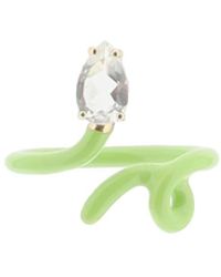 Bea Bongiasca Baby Vine Tendril Ring Drop Cut Crystal - Green