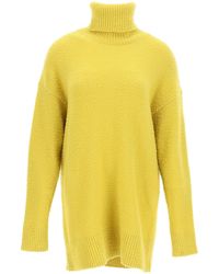 Sportmax High Neck Sweater In Wool And Angora Xs Wool - Yellow