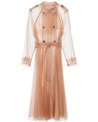 RED Valentino Plumetis Tulle Long Trench - Natural