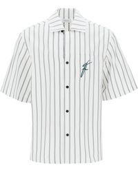 Ferragamo - Striped Bowling Shirt With Button - Lyst
