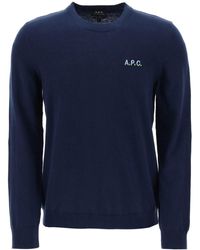 A.P.C. - Crew Neck Cotton Sweater - Lyst
