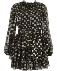 Dolce & Gabbana Lurex Polka Dots Silk Dress - Black