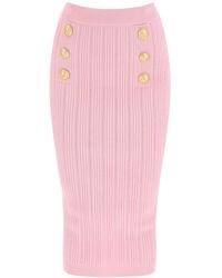 Balmain - "Knitted Midi Skirt With Embossed - Lyst