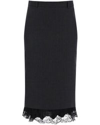 Balenciaga - "striped Midi Skirt With Lace Detail - Lyst