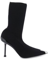 Alexander McQueen - Knit Slash Ankle Boots - Lyst