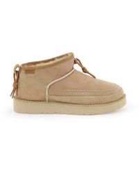 UGG - Ultra Mini Crafted Logo-patch Suede And Shearling Ankle Boots - Lyst
