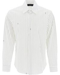 Amiri - Striped Shirt With Staggered Logo - Lyst