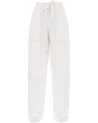 Ferragamo - Work Linen Blend Pants With Patchwork - Lyst