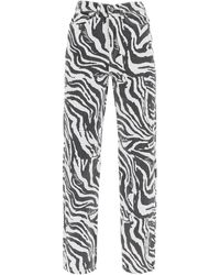 ROTATE BIRGER CHRISTENSEN - Straight Leg Zebra Print Jeans - Lyst