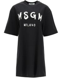 MSGM ABITO GIROCOLLO CON LOGO PENNELLATO - Nero