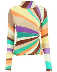 Siedres - Multicolored Turtleneck Sweater With Gathered Stitching - Lyst