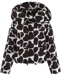 MSGM Heart Print Puffer Jacket - Black