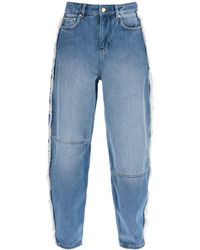 Ganni - Distressed Barrel Jeans With - Lyst