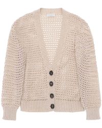 Brunello Cucinelli - Knit Cardigan With A Mesh Design - Lyst