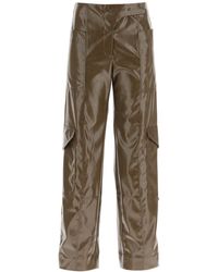 Ganni - Glossy Faux-leather Trousers - Lyst