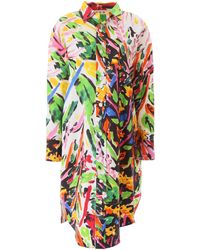 Marni CAMICIA LUNGA OVERSIZE STAMPA FLOREALE - Verde